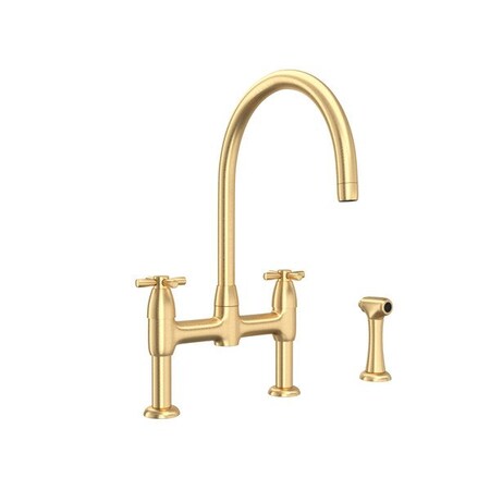 Rohl Holborn Bridge Kitchen Faucet With C-Spout And Side Spray U.4272X-SEG-2